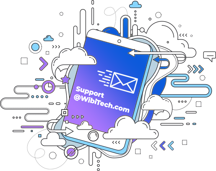 support@wibitech.com as support email on a mobile phone